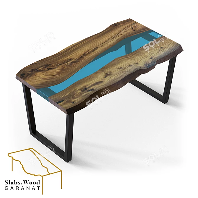 Rustic River Table by Slabs.Wood 3D model image 1