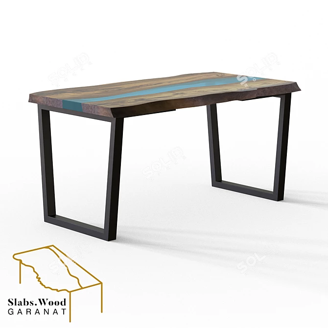 Rustic River Table by Slabs.Wood 3D model image 3