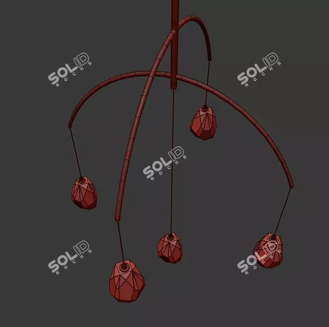 Glamour Arced Crystal Chandelier 3D model image 2