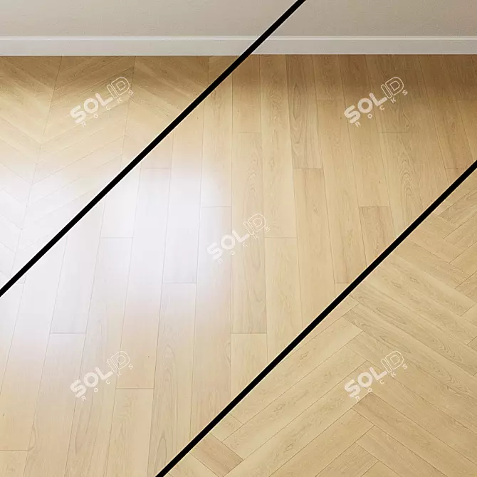 Upofloor Oak Parquet Board: French Oak, Linear Chevron 3D model image 1