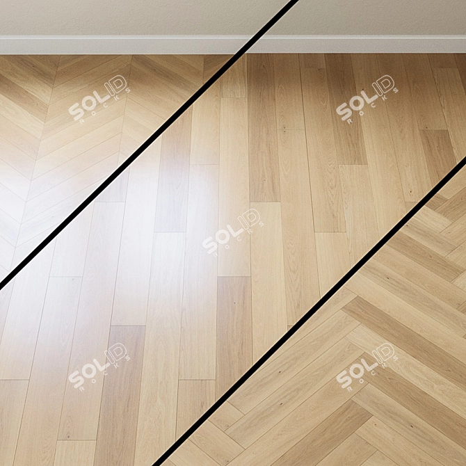 French Oak Chevron Parquet Board 3D model image 1