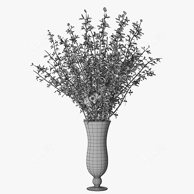 Elegant Forsythia Branch in Vase 3D model image 4