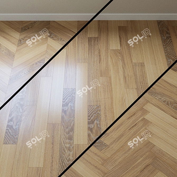 French Oak Chevron Parquet Board 3D model image 1