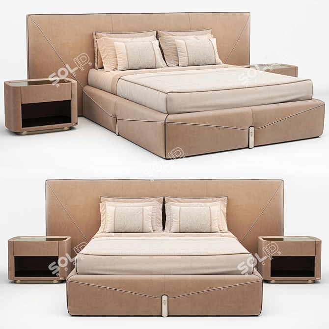 Luxury Visionnaire Double Bed Set 3D model image 1