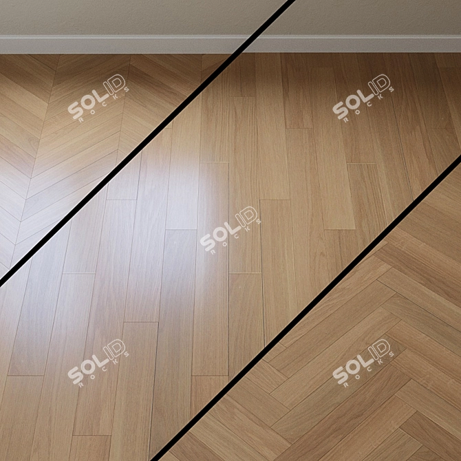 French Oak Chevron Parquet Board 3D model image 1