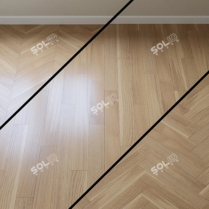 Upofloor Oak Parquet Board: French Inspired Chevron Design 3D model image 1