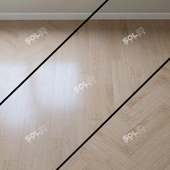 French Oak Chevron Parquet Board 3D model image 1