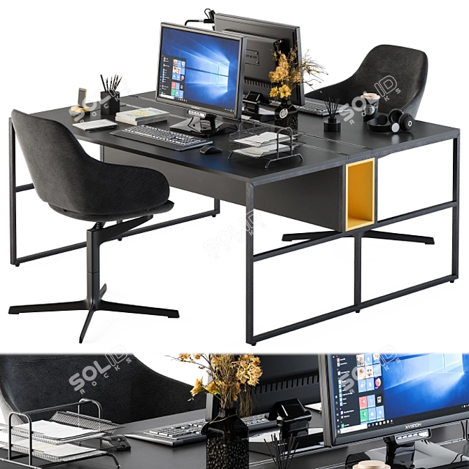 Modern Office Furniture Set 3D model image 1