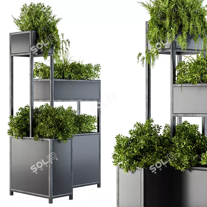 Stylish Black Box Plant Stand 3D model image 1