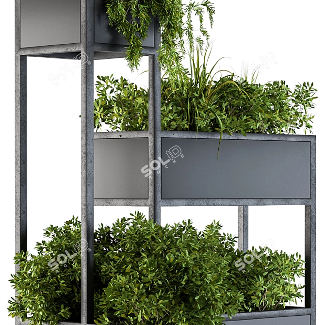 Stylish Black Box Plant Stand 3D model image 2