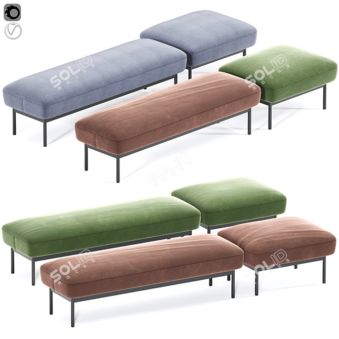 Blu Dot Puff Puff Bench: Chic Seating Solution 3D model image 1