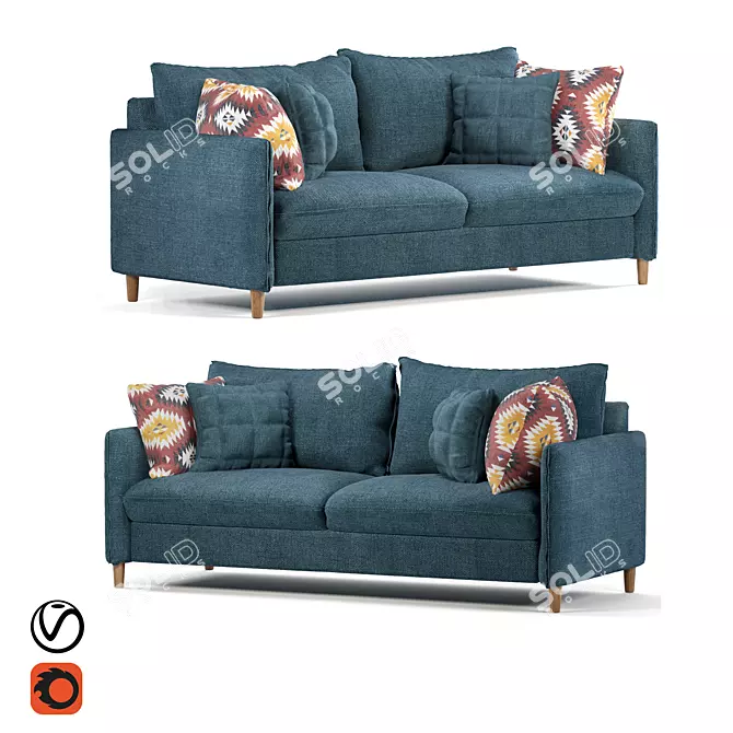 Nordic Elegance Sofa 3D model image 1