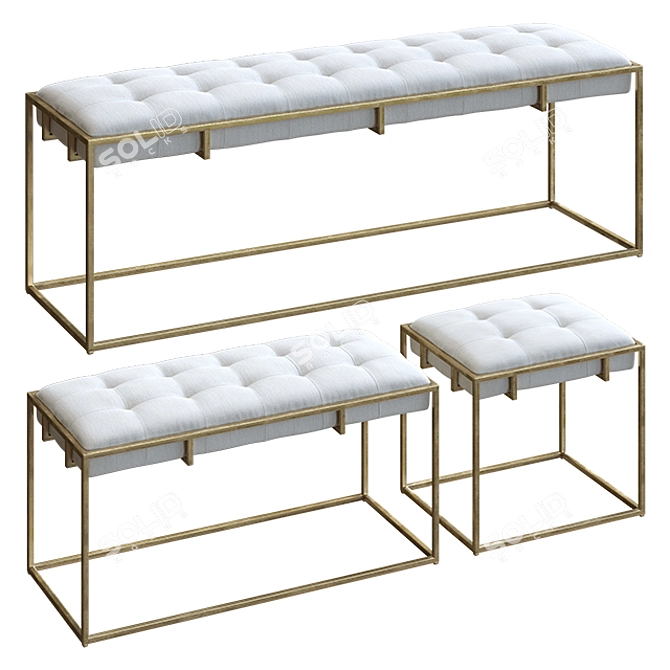 Kellen Upholstered Bench: Modern Design, Versatile Sizes 3D model image 2