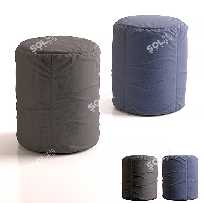 Dual Color Pouf: Stylish & Comfortable 3D model image 1