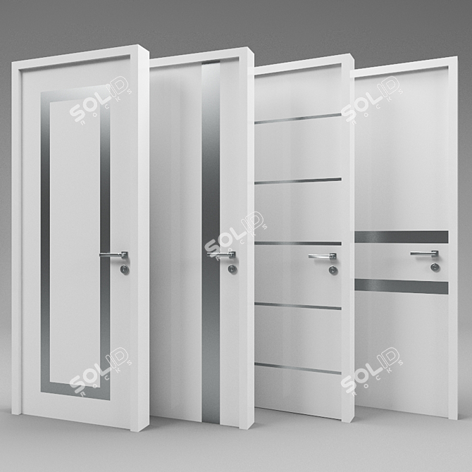 Sleek Vray Doors 3D model image 1