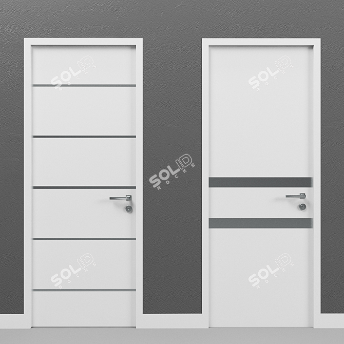 Sleek Vray Doors 3D model image 2