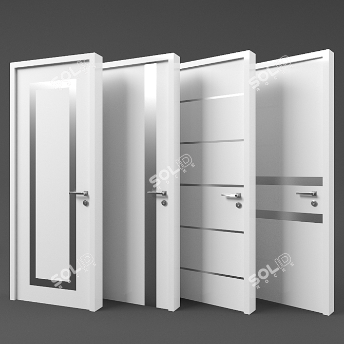 Sleek Vray Doors 3D model image 4