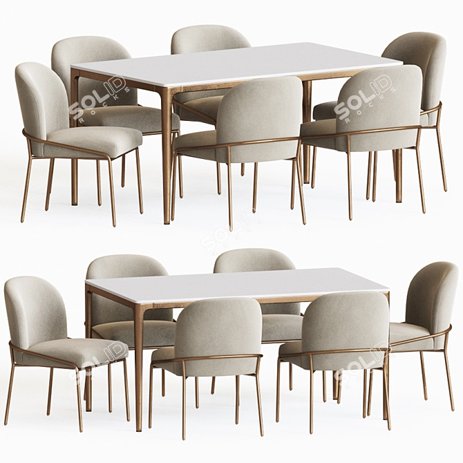 Modern Dining Set with Astrud Chair & Canto Table 3D model image 1