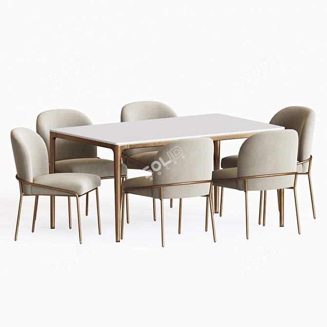 Modern Dining Set with Astrud Chair & Canto Table 3D model image 2