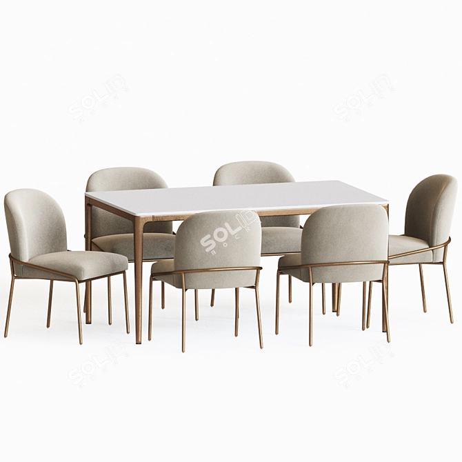 Modern Dining Set with Astrud Chair & Canto Table 3D model image 3