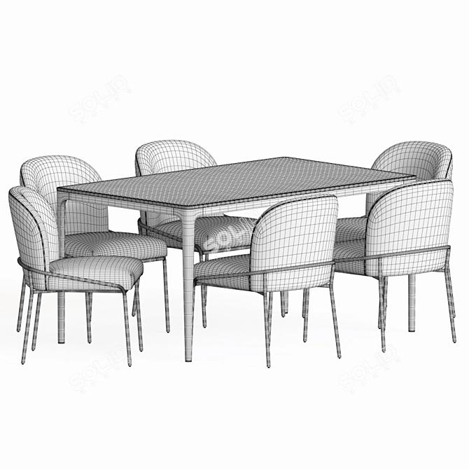 Modern Dining Set with Astrud Chair & Canto Table 3D model image 4