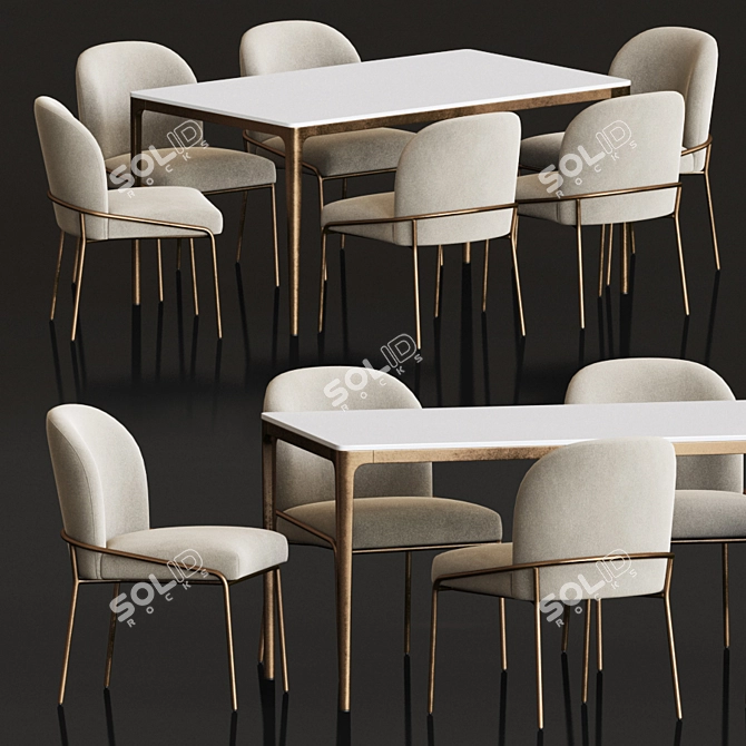 Modern Dining Set with Astrud Chair & Canto Table 3D model image 11