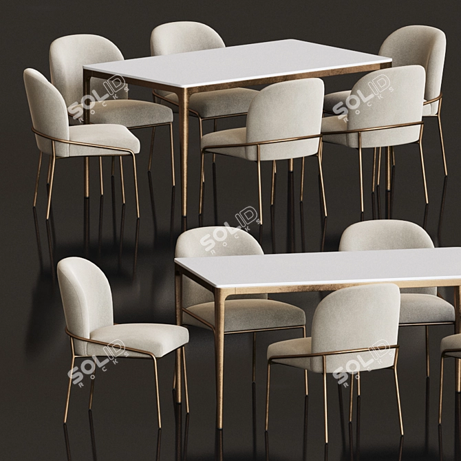 Modern Dining Set with Astrud Chair & Canto Table 3D model image 12