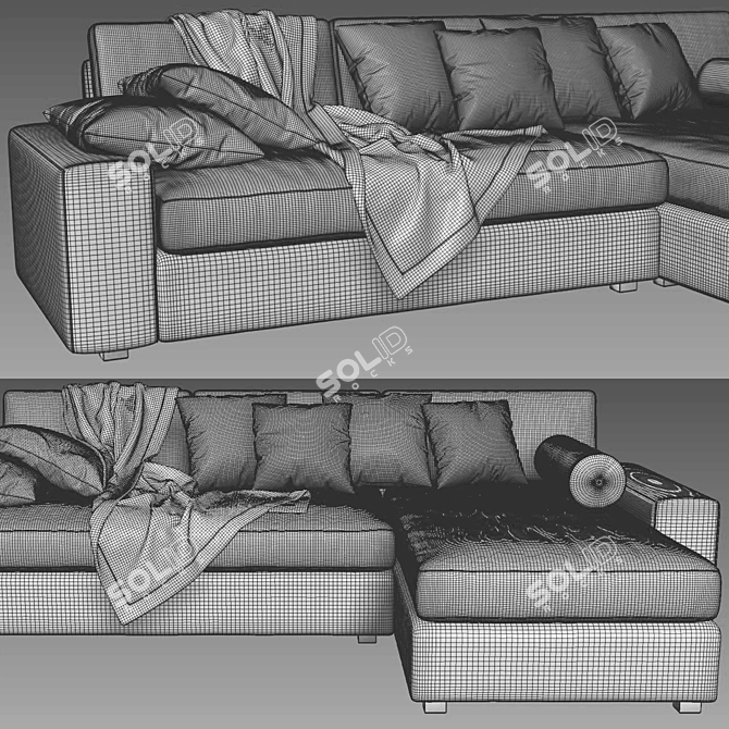 Ikea Kivik Chaise Longue: Stylish and Spacious Comfort 3D model image 4