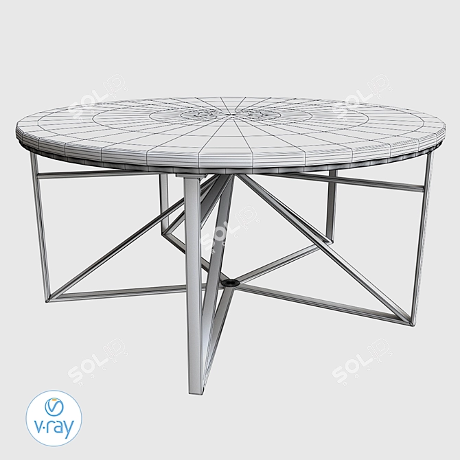 Modern Wood Frame Coffee Table 3D model image 3