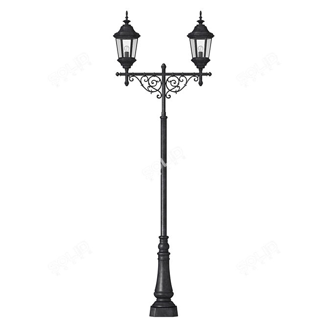 Vintage Wrought Iron Street Lamp 3D model image 1