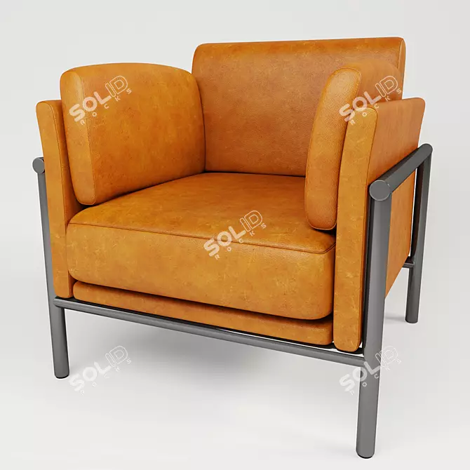 Sleek Leather Armchair 3D model image 1