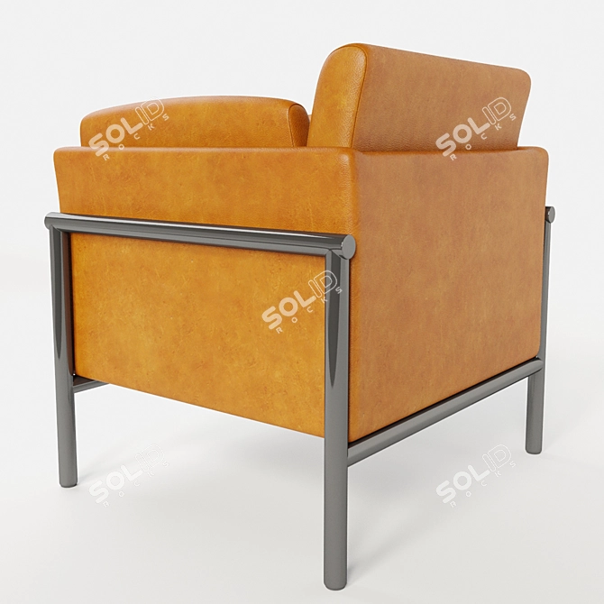 Sleek Leather Armchair 3D model image 2