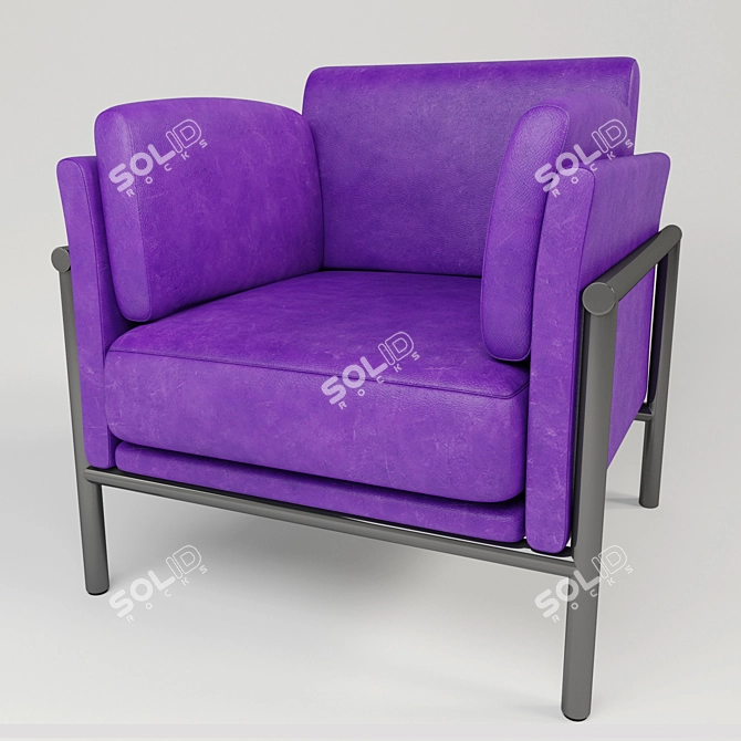 Sleek Leather Armchair 3D model image 4