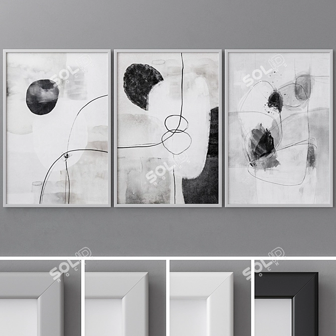 Abstract Modern Art Frames Set 3D model image 1