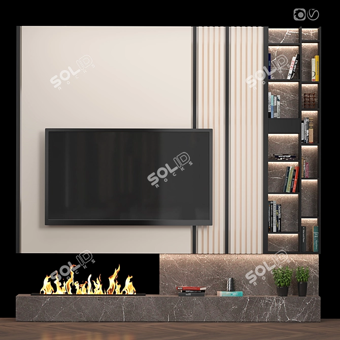 Modular TV Wall with High-Quality Textures | 3Ds Max, FBX 3D model image 1
