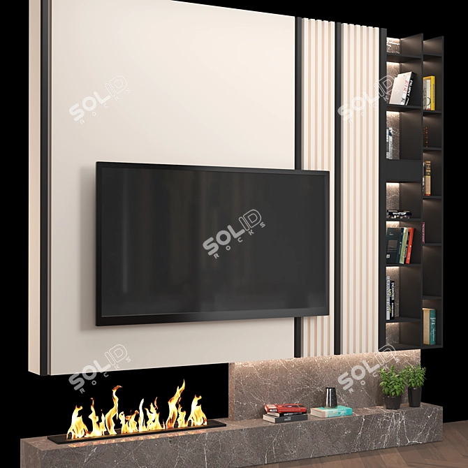 Modular TV Wall with High-Quality Textures | 3Ds Max, FBX 3D model image 2