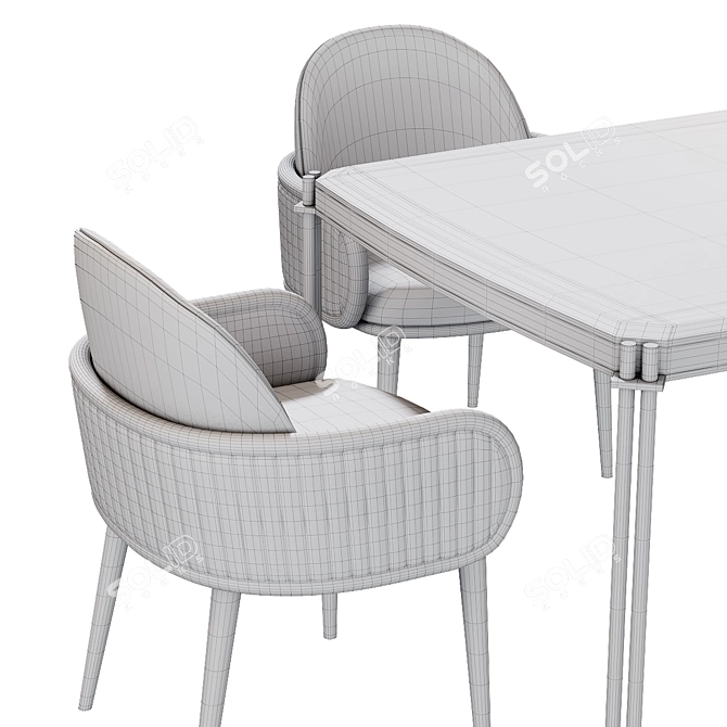 Elegant Gala Tudor Chair+Table 3D model image 4
