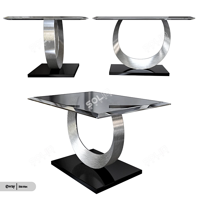 Sleek Stainless Steel End Table 3D model image 2