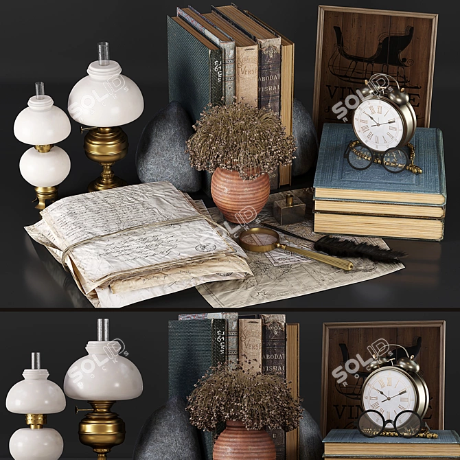 Vintage Decorative Set 3D model image 1