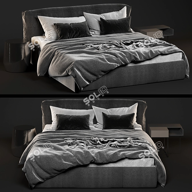 Sleek Centimeter-Unit Bed 3D model image 1