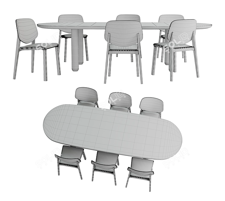Elegant Dining Set: Cizeta L'Abbate Yard Table and Wittmann Vuelta FD Chairs 3D model image 2
