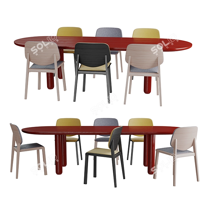 Elegant Dining Set: Cizeta L'Abbate Yard Table and Wittmann Vuelta FD Chairs 3D model image 3