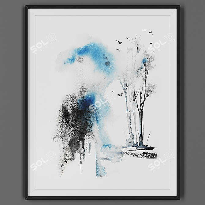 Elegant Black-Framed Artwork 3D model image 1