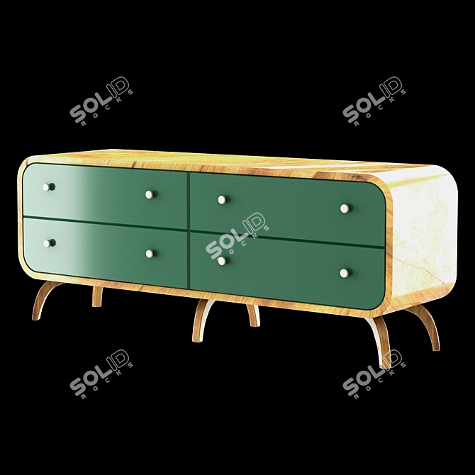 Emerald Elegance: Ellipse Chest of Drawers 3D model image 2