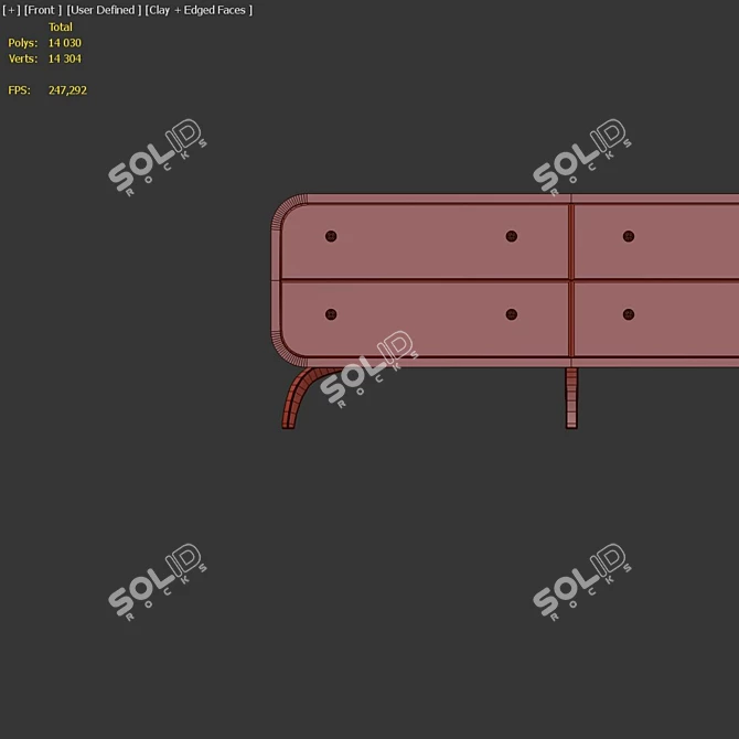 Emerald Elegance: Ellipse Chest of Drawers 3D model image 3