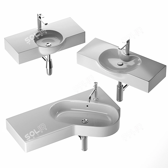 Modern Washbasin Set: Gid Simple-N Str4280c, Venecia 60, Berloni Bagno Wall 3D model image 1