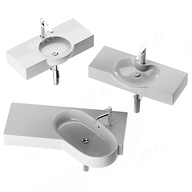 Modern Washbasin Set: Gid Simple-N Str4280c, Venecia 60, Berloni Bagno Wall 3D model image 2