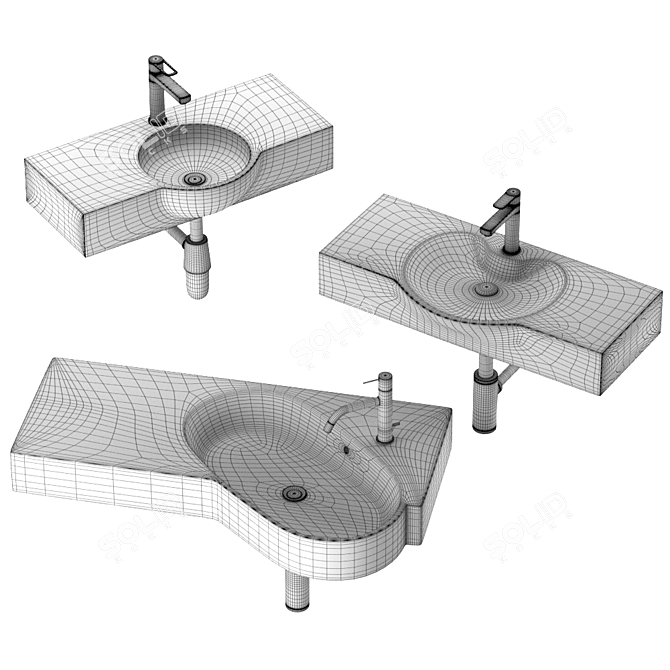 Modern Washbasin Set: Gid Simple-N Str4280c, Venecia 60, Berloni Bagno Wall 3D model image 3