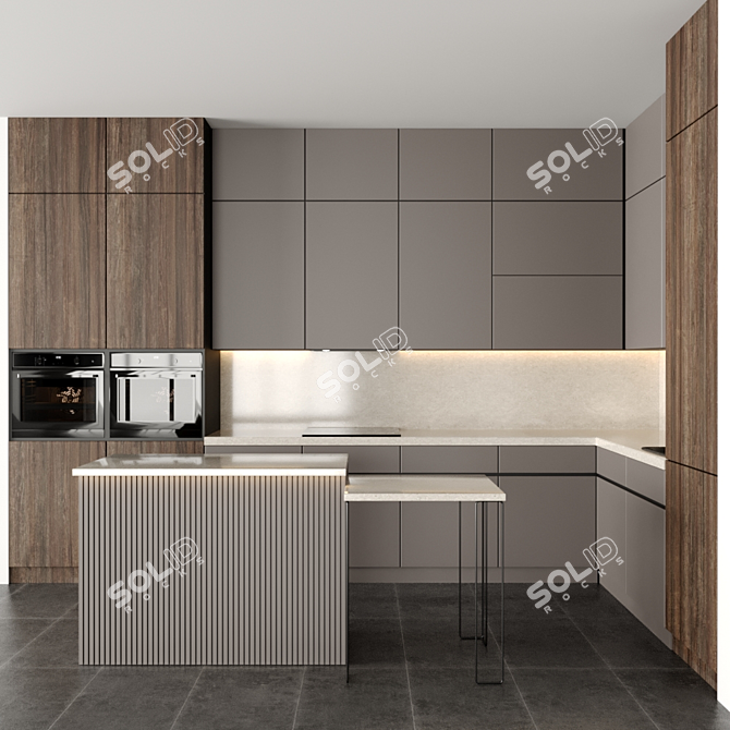 Modular Kitchen 3D Model 3D model image 1