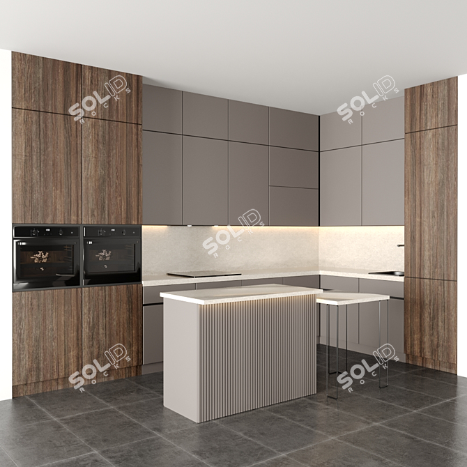 Modular Kitchen 3D Model 3D model image 2